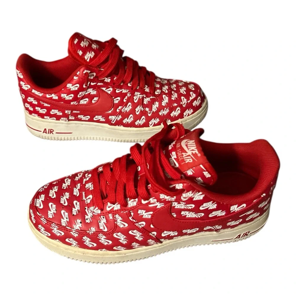 Nike‎ Air Force 1 “All Over Logo” Red/White Sz 7.5